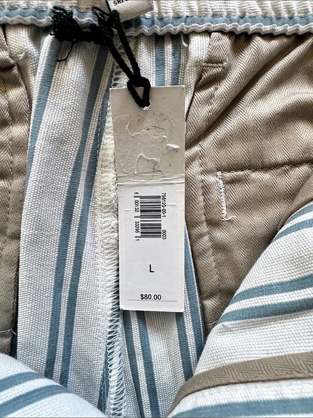Banana Republic Men's Striped Shorts Cream & Blue Large NWT